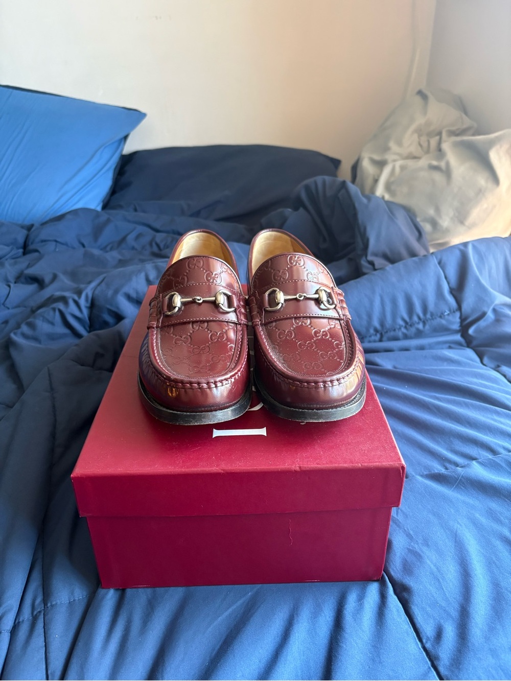 Gucci Burgundy Leather Horsebit Loafers